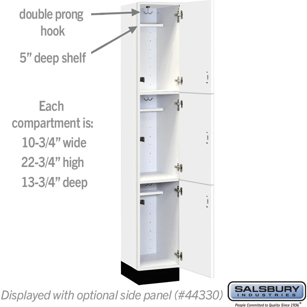 12" Wide Premier Wood Locker - Triple Tier-1 Wide - 6 Feet High - 15" Deep by Salsbury