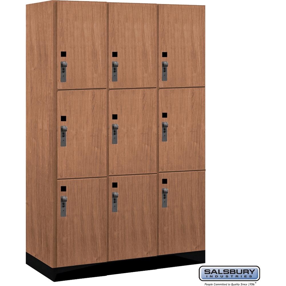 12" Wide Premier Wood Locker - Triple Tier-3 Wide - 6 Feet High - 21" Deep by Salsbury