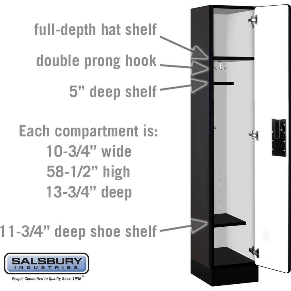 12" Wide Single Tier Designer Wood Locker - 1 Wide - 5 Feet High - 15" Deep by Salsbury