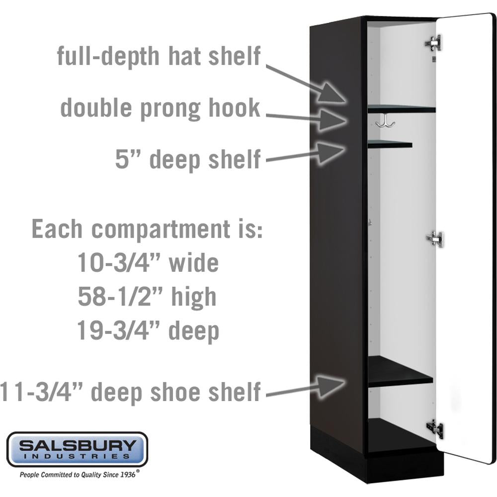 12" Wide Single Tier Designer Wood Locker - 1 Wide - 5 Feet High - 21" Deep by Salsbury