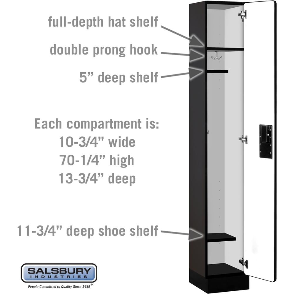 12" Wide Single Tier Designer Wood Locker - 1 Wide - 6 Feet High - 15" Deep by Salsbury