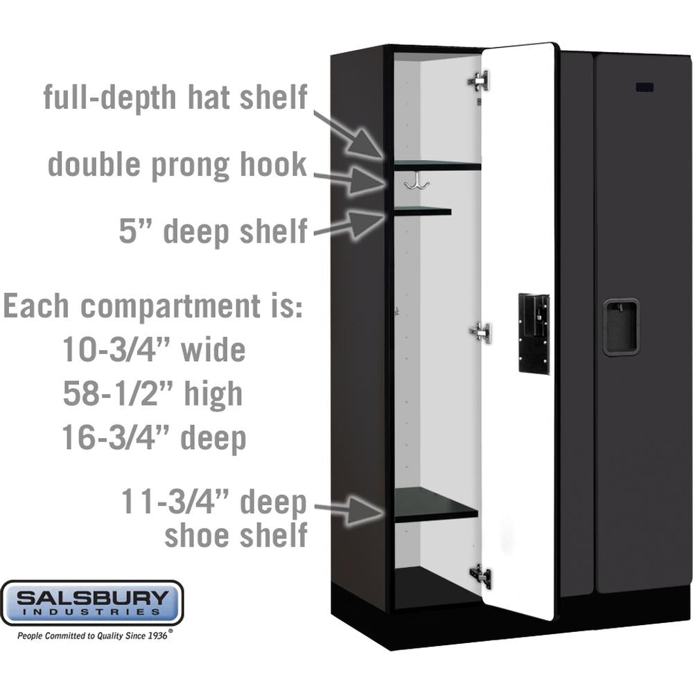 12" Wide Single Tier Designer Wood Locker - 3 Wide - 5 Feet High - 18" Deep by Salsbury