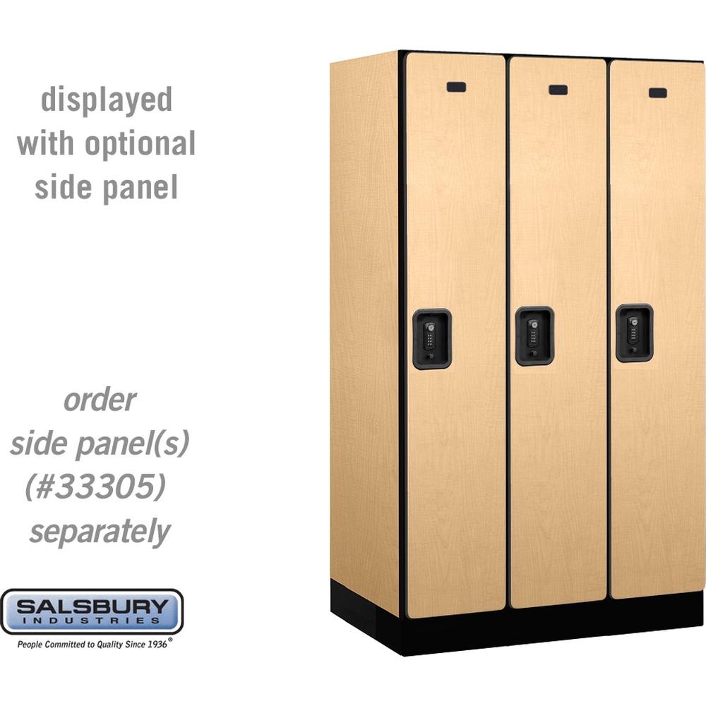 12" Wide Single Tier Designer Wood Locker - 3 Wide - 5 Feet High - 21" Deep by Salsbury