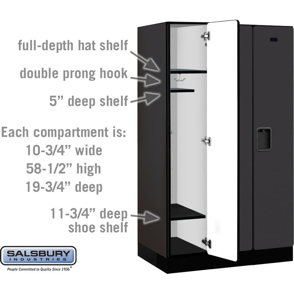 12" Wide Single Tier Designer Wood Locker - 3 Wide - 5 Feet High - 21" Deep by Salsbury