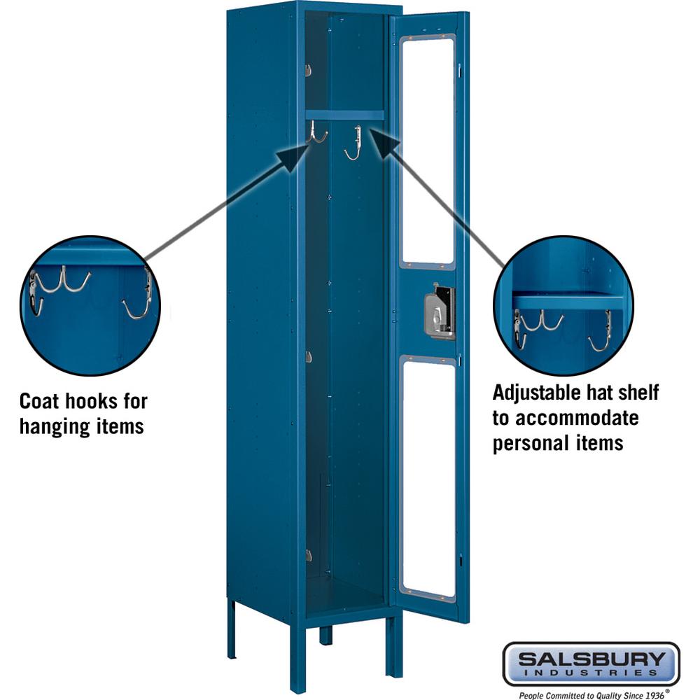 12" Wide Single Tier See-Through Metal Locker - 1 Wide - 5 Feet High - 12" Deep by Salsbury