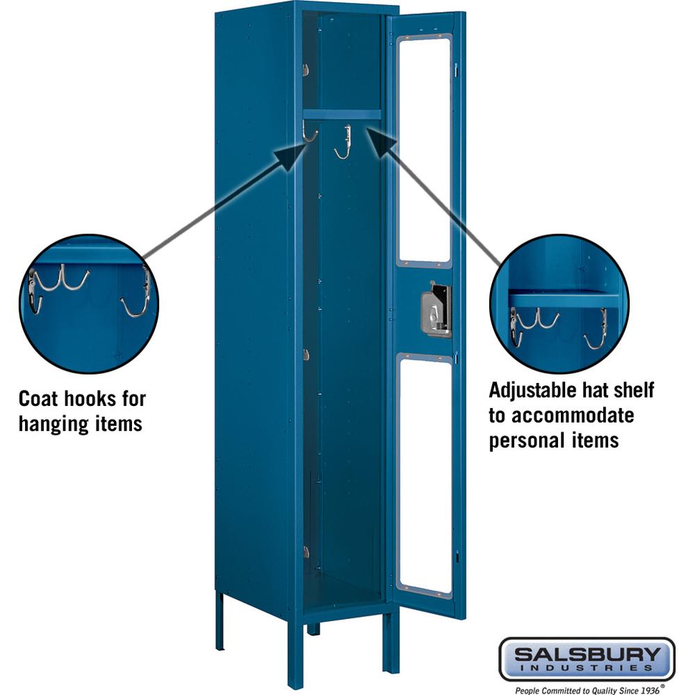 12" Wide Single Tier See-Through Metal Locker - 1 Wide - 5 Feet High - 15" Deep by Salsbury