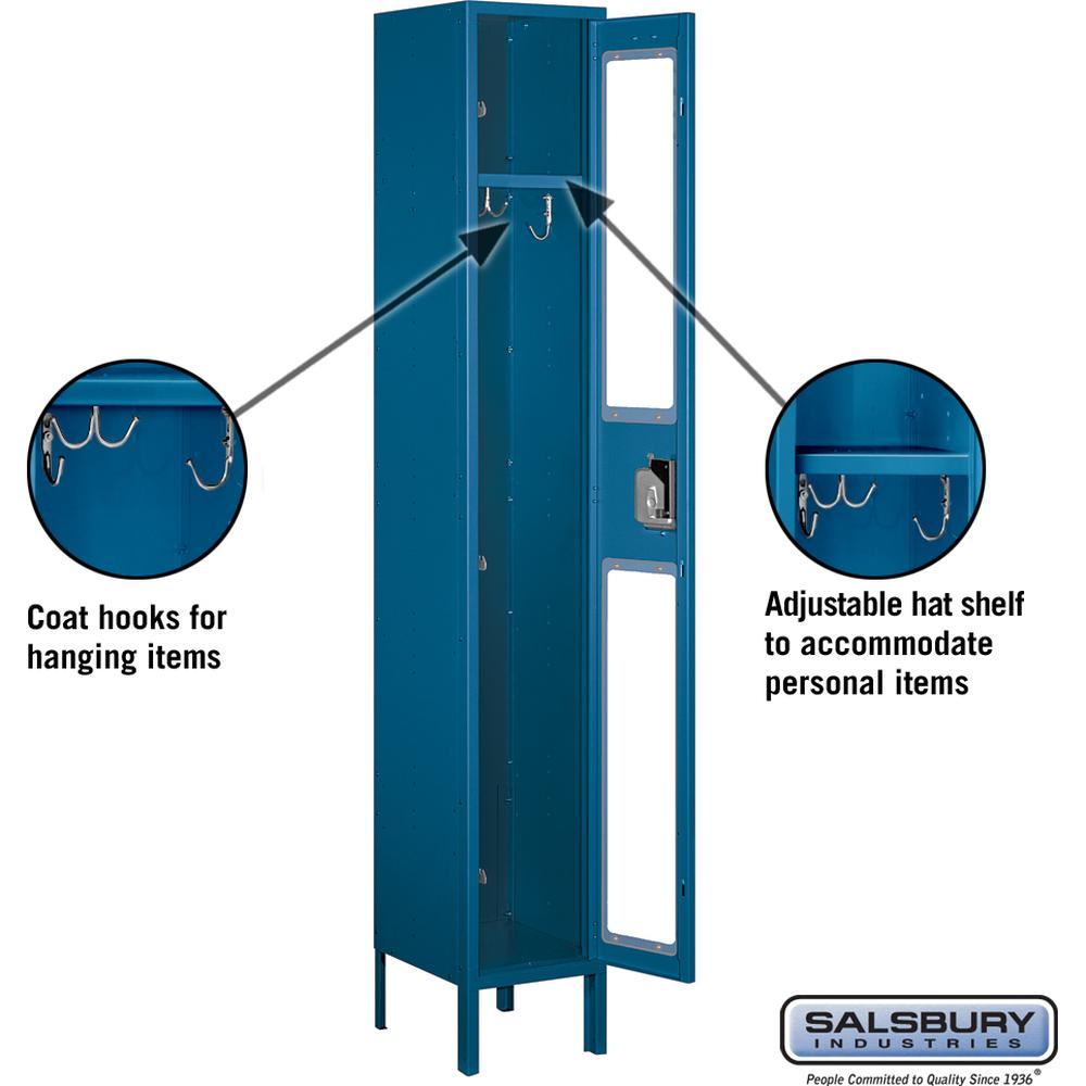 12" Wide Single Tier See-Through Metal Locker - 1 Wide - 6 Feet High - 12" Deep by Salsbury