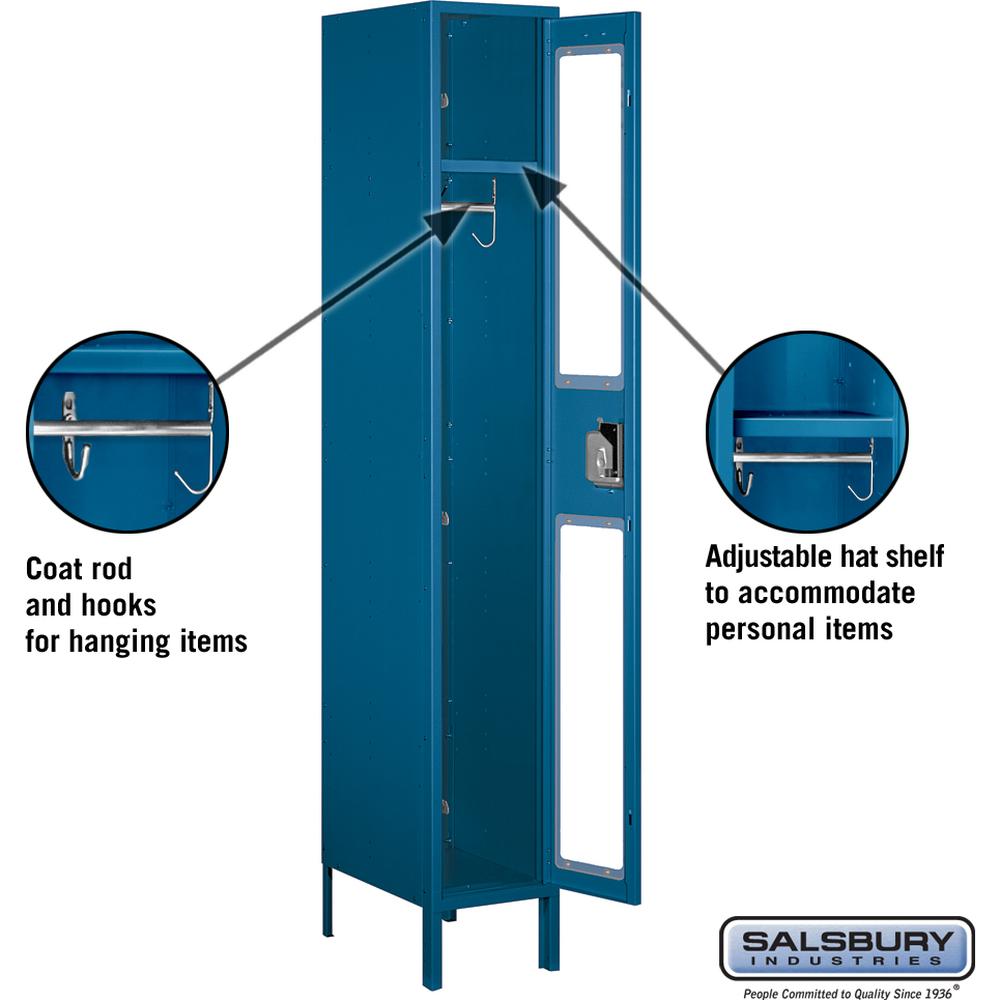 12" Wide Single Tier See-Through Metal Locker - 1 Wide - 6 Feet High - 18" Deep by Salsbury