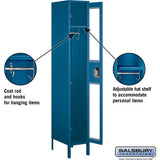 12" Wide Single Tier See-Through Metal Locker - 1 Wide - 6 Feet High - 18" Deep by Salsbury