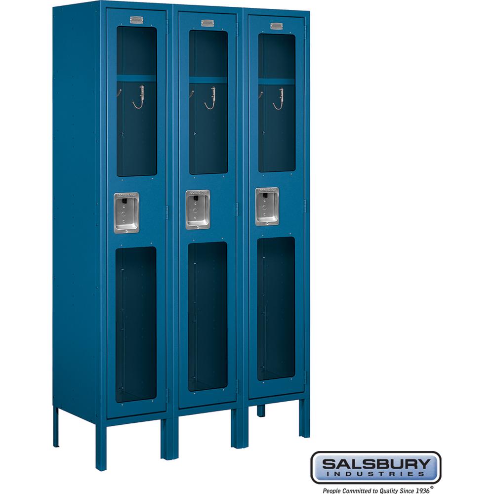 12" Wide Single Tier See-Through Metal Locker - 3 Wide - 5 Feet High - 12" Deep by Salsbury