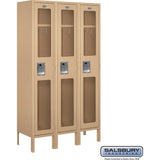 12" Wide Single Tier See-Through Metal Locker - 3 Wide - 5 Feet High - 12" Deep by Salsbury