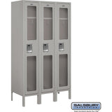12" Wide Single Tier See-Through Metal Locker - 3 Wide - 5 Feet High - 15" Deep by Salsbury