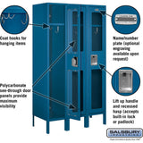 12" Wide Single Tier See-Through Metal Locker - 3 Wide - 5 Feet High - 15" Deep by Salsbury