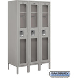 12" Wide Single Tier See-Through Metal Locker - 3 Wide - 5 Feet High - 18" Deep by Salsbury