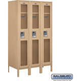 12" Wide Single Tier See-Through Metal Locker - 3 Wide - 5 Feet High - 18" Deep by Salsbury