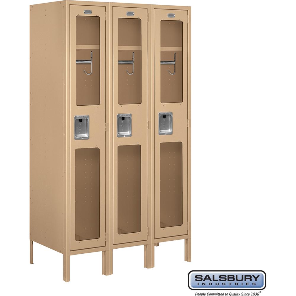 12" Wide Single Tier See-Through Metal Locker - 3 Wide - 5 Feet High - 18" Deep by Salsbury