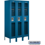 12" Wide Single Tier See-Through Metal Locker - 3 Wide - 5 Feet High - 18" Deep by Salsbury