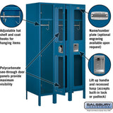 12" Wide Single Tier See-Through Metal Locker - 3 Wide - 5 Feet High - 18" Deep by Salsbury