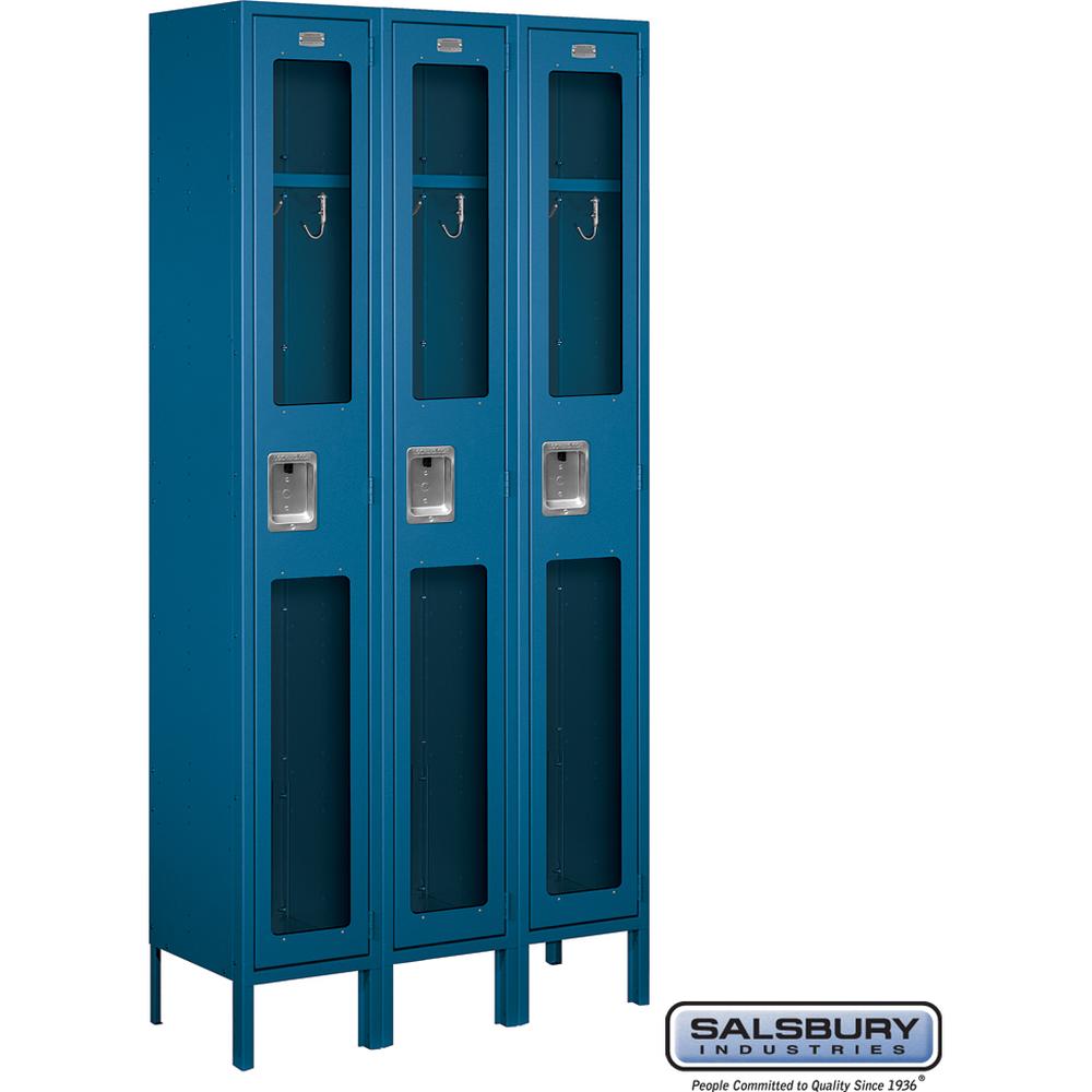12" Wide Single Tier See-Through Metal Locker - 3 Wide - 6 Feet High - 12" Deep by Salsbury