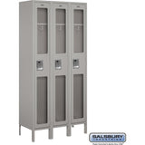 12" Wide Single Tier See-Through Metal Locker - 3 Wide - 6 Feet High - 15" Deep by Salsbury