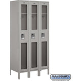 12" Wide Single Tier See-Through Metal Locker - 3 Wide - 6 Feet High - 18" Deep by Salsbury