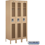 12" Wide Single Tier See-Through Metal Locker - 3 Wide - 6 Feet High - 18" Deep by Salsbury