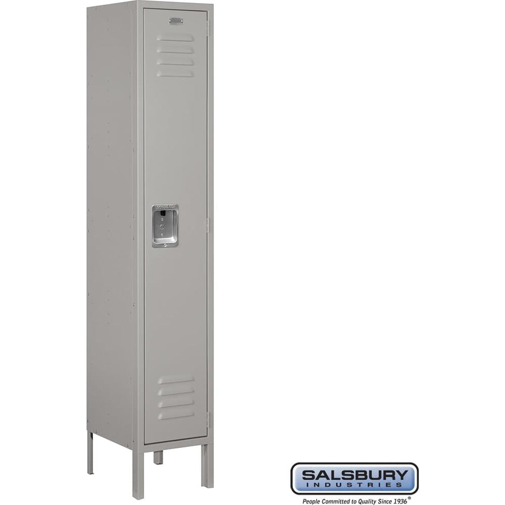 12" Wide Single Tier Standard Metal Locker - 1 Wide - 5 Feet High - 12" Deep by Salsbury