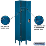 12" Wide Single Tier Standard Metal Locker - 1 Wide - 5 Feet High - 12" Deep by Salsbury