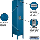 12" Wide Single Tier Standard Metal Locker - 1 Wide - 5 Feet High - 18" Deep by Salsbury