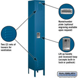 12" Wide Single Tier Standard Metal Locker - 1 Wide - 6 Feet High - 12" Deep by Salsbury