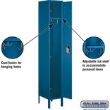 12" Wide Single Tier Standard Metal Locker - 1 Wide - 6 Feet High - 15" Deep by Salsbury