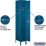 12" Wide Single Tier Standard Metal Locker - 1 Wide - 6 Feet High - 18" Deep by Salsbury