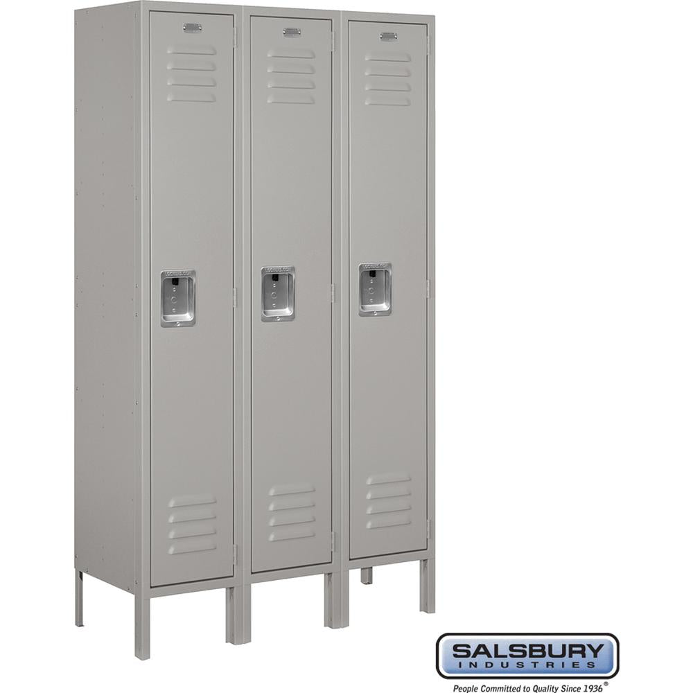 12" Wide Single Tier Standard Metal Locker - 3 Wide - 5 Feet High - 12" Deep by Salsbury