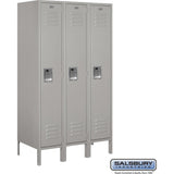 12" Wide Single Tier Standard Metal Locker - 3 Wide - 5 Feet High - 18" Deep by Salsbury