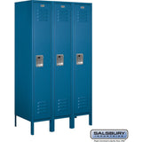 12" Wide Single Tier Standard Metal Locker - 3 Wide - 5 Feet High - 18" Deep by Salsbury