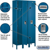 12" Wide Single Tier Standard Metal Locker - 3 Wide - 6 Feet High - 12" Deep by Salsbury
