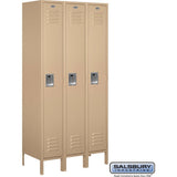 12" Wide Single Tier Standard Metal Locker - 3 Wide - 6 Feet High - 18" Deep by Salsbury