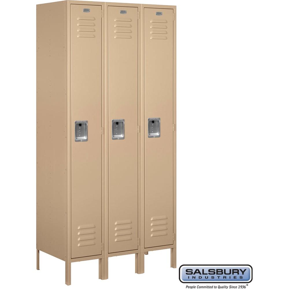 12" Wide Single Tier Standard Metal Locker - 3 Wide - 6 Feet High - 18" Deep by Salsbury