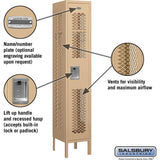 12" Wide Single Tier Vented Metal Locker - 1 Wide - 5 Feet High - 12" Deep by Salsbury