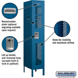 12" Wide Single Tier Vented Metal Locker - 1 Wide - 5 Feet High - 18" Deep by Salsbury