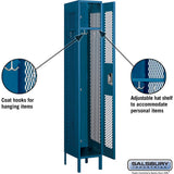 12" Wide Single Tier Vented Metal Locker - 1 Wide - 6 Feet High - 15" Deep by Salsbury