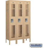 12" Wide Single Tier Vented Metal Locker - 3 Wide - 5 Feet High - 12" Deep by Salsbury