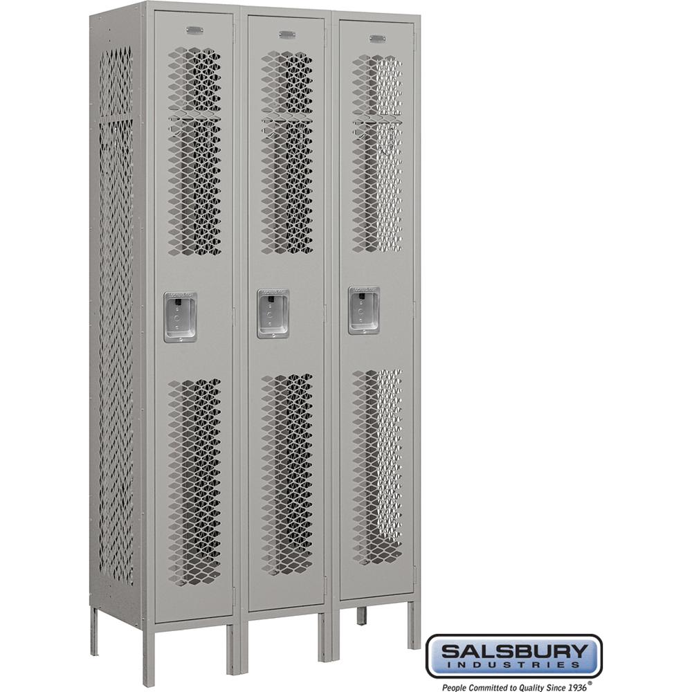 12" Wide Single Tier Vented Metal Locker - 3 Wide - 6 Feet High - 15" Deep by Salsbury