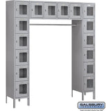 12" Wide Six Tier Box Style Bridge See-Through Metal Locker - 16 Box - 18" Deep by Salsbury