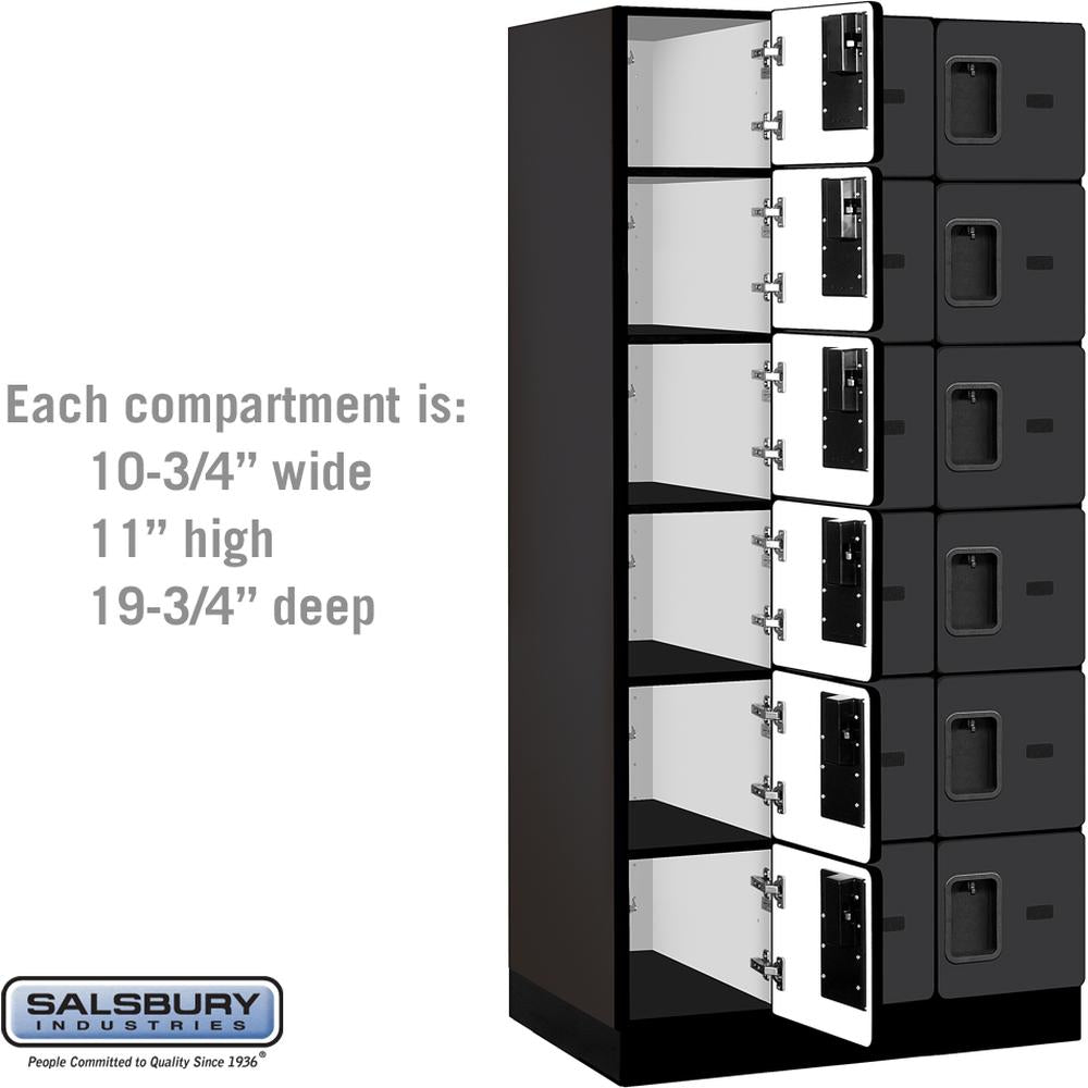 12" Wide Six Tier Box Style Designer Wood Locker - 3 Wide - 6 Feet High - 21" Deep by Salsbury