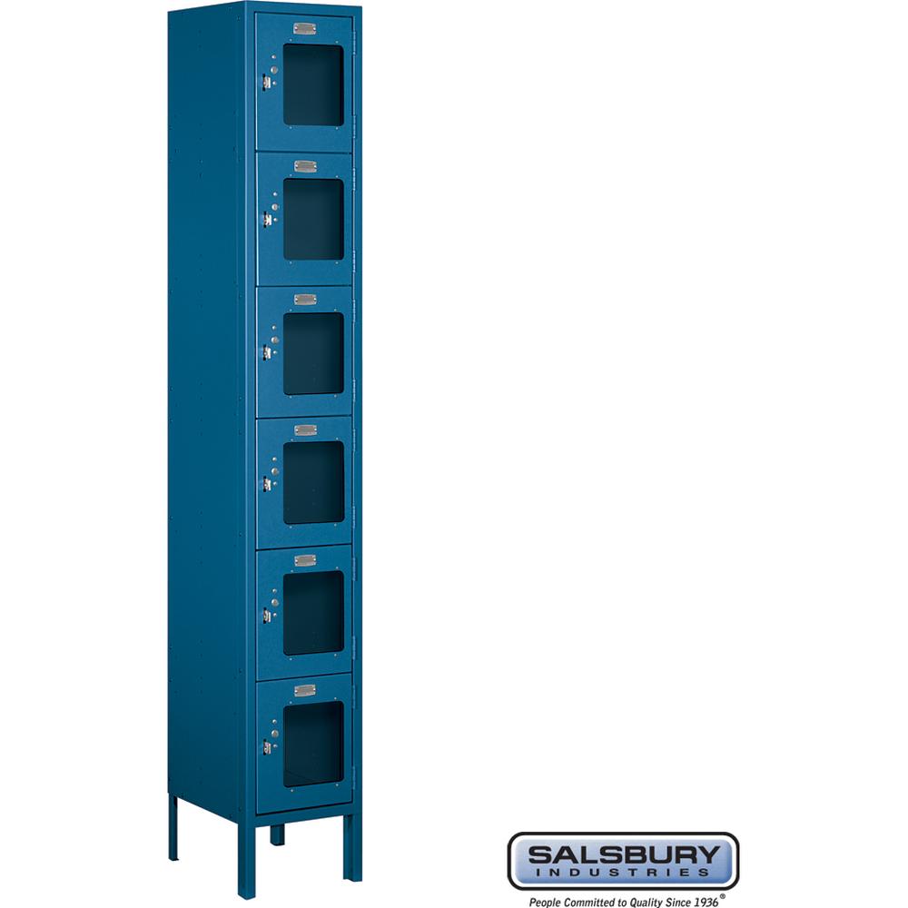 12" Wide Six Tier Box Style See-Through Metal Locker - 1 Wide - 6 Feet High - 12" Deep by Salsbury