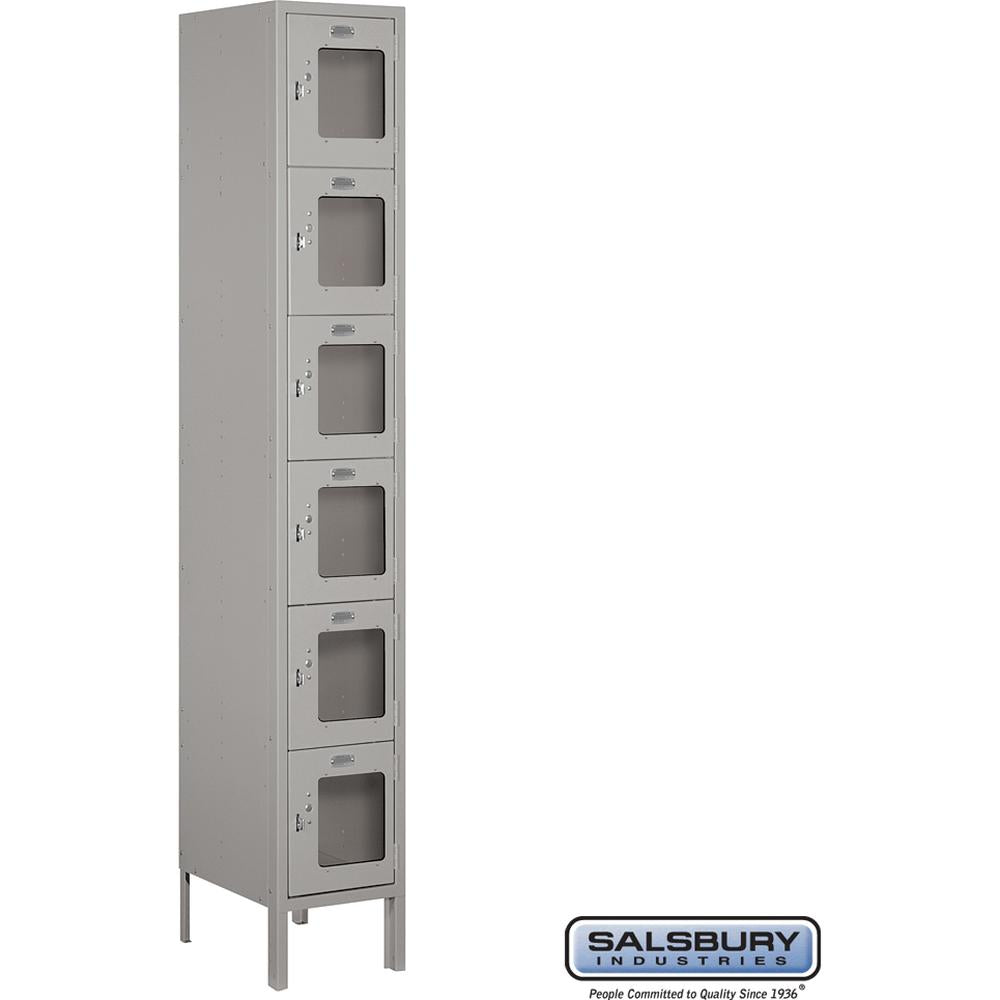 12" Wide Six Tier Box Style See-Through Metal Locker - 1 Wide - 6 Feet High - 15" Deep by Salsbury