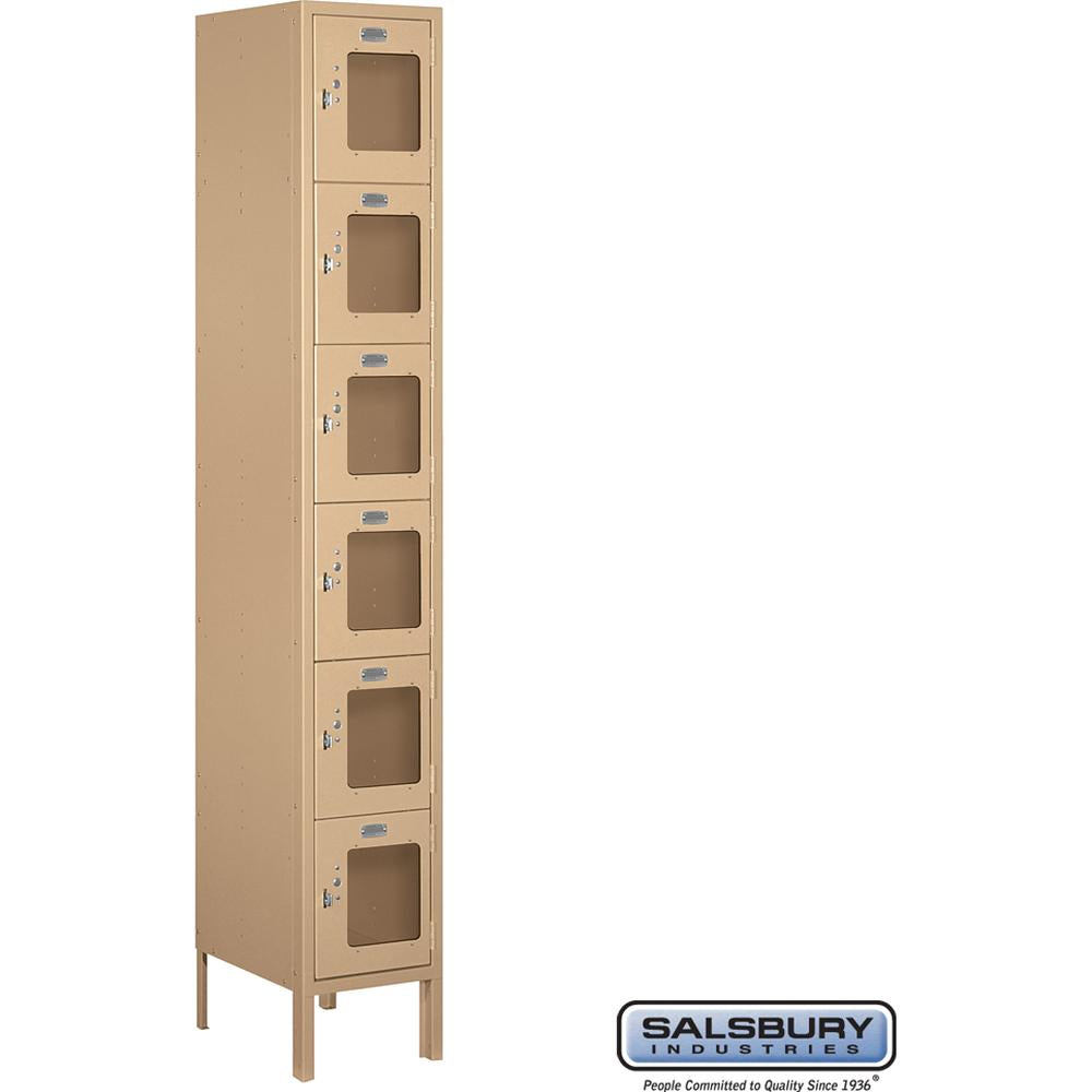 12" Wide Six Tier Box Style See-Through Metal Locker - 1 Wide - 6 Feet High - 15" Deep by Salsbury
