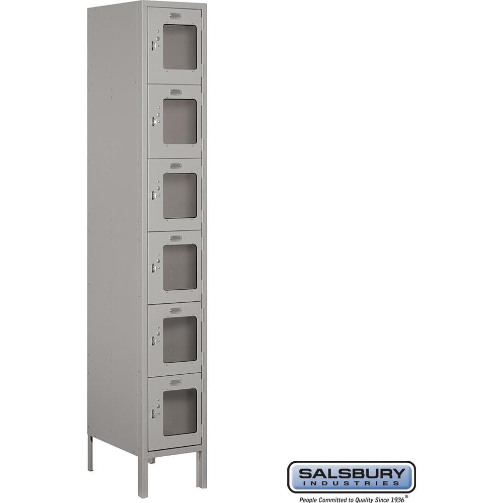 12" Wide Six Tier Box Style See-Through Metal Locker - 1 Wide - 6 Feet High - 18" Deep by Salsbury