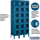 12" Wide Six Tier Box Style See-Through Metal Locker - 3 Wide - 6 Feet High - 12" Deep by Salsbury